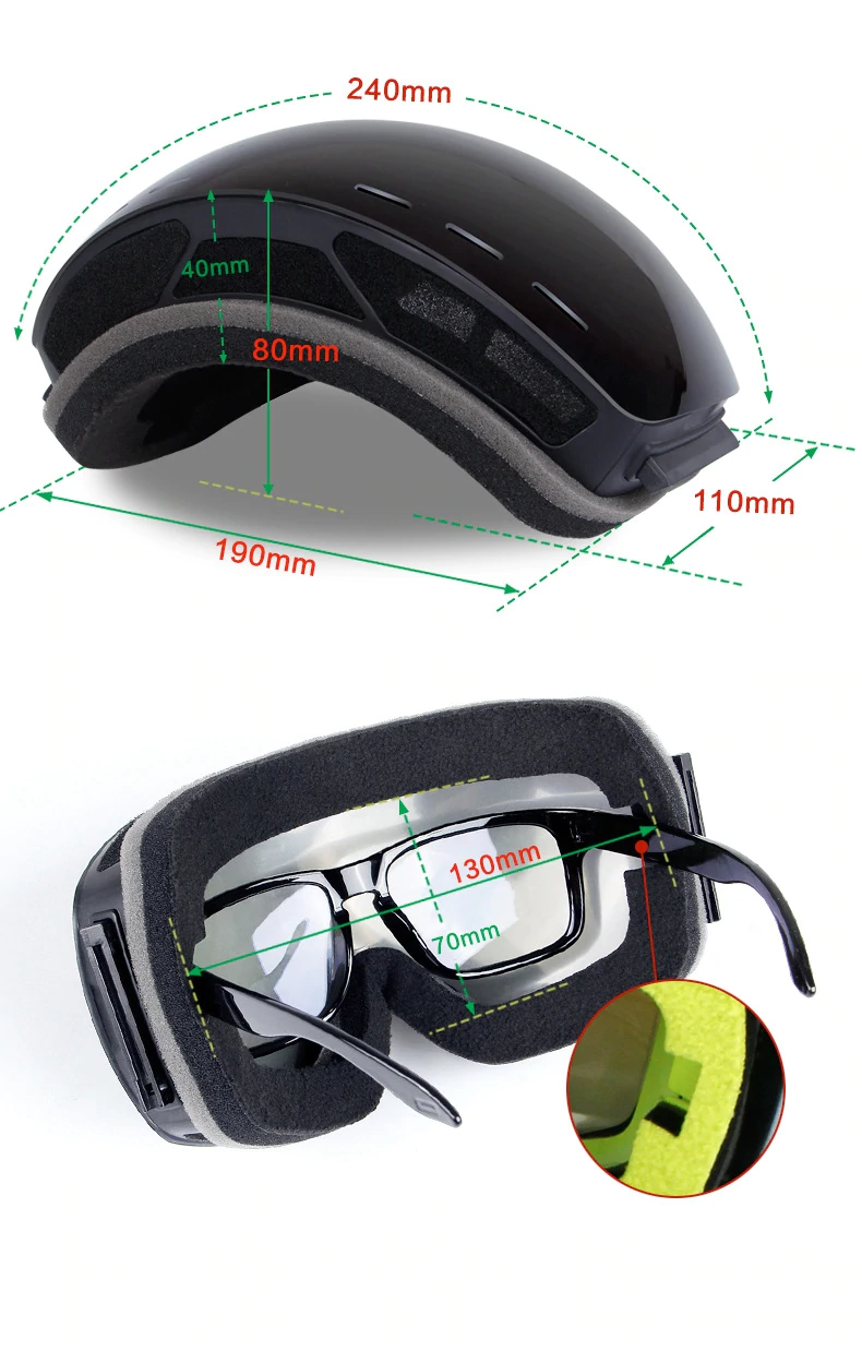 Ski Snowboard Goggles Double Layers UV Anti-fog - F28374